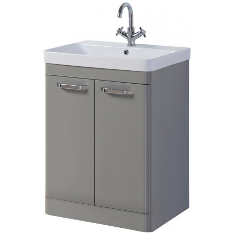 Kartell Options 600mm Basalt Grey Floor Standing 2 Door Unit & Ceramic Basin