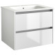Kartell City Gloss White 600mm Wall Mounted 2 Drawer Vanity Unit and Basin