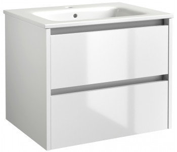 Kartell City Gloss White 600mm Wall Mounted 2 Drawer Vanity Unit and Basin