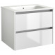 Kartell City Gloss White 800mm Wall Mounted 2 Drawer Vanity Unit and Basin