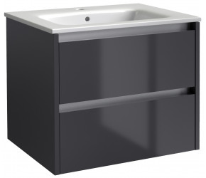 Kartell City Grey Gloss 800mm Wall Mounted 2 Drawer Vanity Unit and Basin