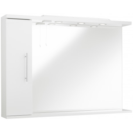 Kartell Encore White 1050mm Bathroom Mirror with Side Cabinet & Lights