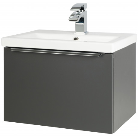 Kartell Kore Matt Dark Grey 500mm Wall Hung Drawer Vanity Unit & Basin