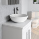 Kartell Purity White 600mm Floor Standing Drawer Unit with Ceramic Worktop and Countertop Basin