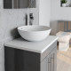 Kartell Purity Grey Gloss 600mm Wall Hung Drawer Unit with Ceramic Worktop & Countertop Basin