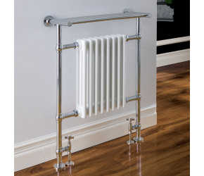 Eastbrook Leadon Traditional Chrome and White Towel Rail 940mm High x 700mm Wide