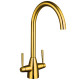 Trisen Roune Brushed Gold Two Handle Kitchen Mixer Tap