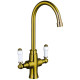 Trisen Rura Brushed Gold Two Handle Traditional Kitchen Mixer Tap