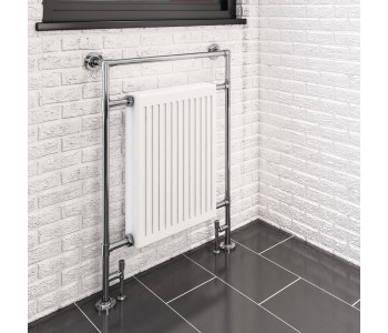 Eastbrook Twyver Traditional Chrome and White Towel Rail 952mm High x 685mm Wide