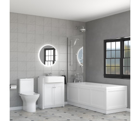 Tenby White Traditional Vanity Unit and Rimless Toilet Suite