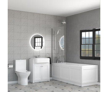 Tenby Chalk White Traditional Vanity Unit and Rimless Toilet Suite