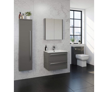Purity Gloss Grey 600mm Wall Hung Vanity Unit and Back To Wall Toilet Suite
