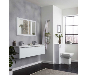 Kore Gloss White 1200mm Double Basin Vanity Unit Bathroom Suite