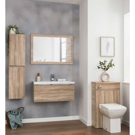 Kore Sonoma Oak 600mm Wall Hung Vanity Unit Bathroom Suite