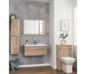 Kore Sonoma Oak 800mm Wall Hung Vanity Unit Bathroom Suite
