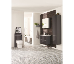 City Gloss Grey 600mm Wall Hung Vanity Unit and Back To Wall Toilet Suite