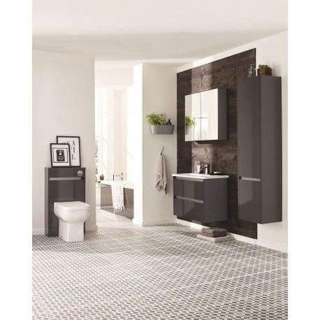 City Gloss Grey 800mm Wall Hung Vanity Unit and Back To Wall Toilet Suite