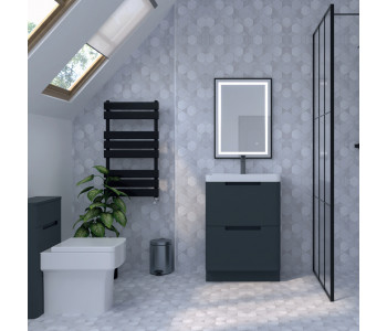 Monza Shadow Grey 600mm Vanity Unit and Back To Wall Toilet Set