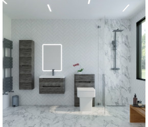 Monza Graphite Oak 600mm Vanity Unit and Back To Wall Toilet Set