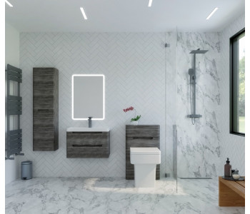 Monza Graphite Oak 600mm Vanity Unit and Back To Wall Toilet Set