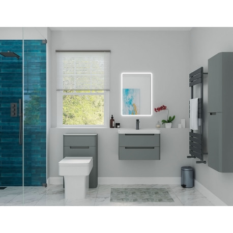 Monza Tailored Grey 600mm Vanity Unit and Back To Wall Toilet Set