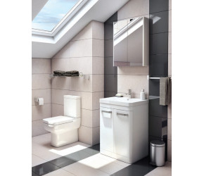 Options Gloss White 600mm Vanity and Mirror with Toilet Bathroom Suite