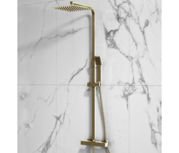 Iona Brushed Brass Square Rigid Riser Shower