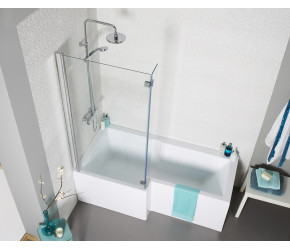 Kartell Tetris Left Hand L Shaped Square Shower Bath 1700mm x 850mm