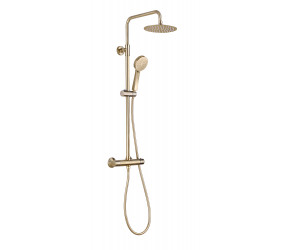 Tailored Brushed Brass Round Shower Kit with Overhead Drencher and Handset