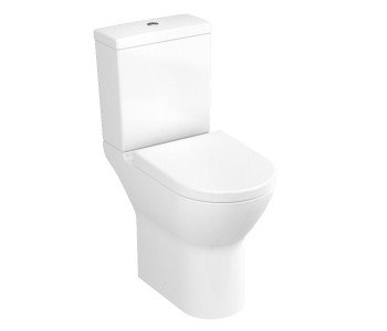 Kartell Style Open Back Comfort Height Close Coupled Toilet with Soft Close Seat