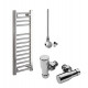 DBS Chrome Dual Fuel Straight Towel Rail 800mm x 300mm Thermostatic