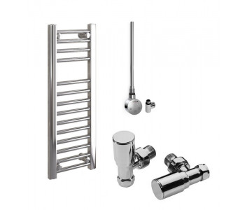 DBS Chrome Dual Fuel Straight Towel Rail 800mm x 300mm Thermostatic