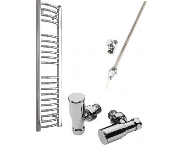 DBS Chrome Dual Fuel Curved Towel Rail 1200mm x 300mm