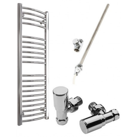 DBS Chrome Dual Fuel Curved Towel Rail 1200mm x 400mm