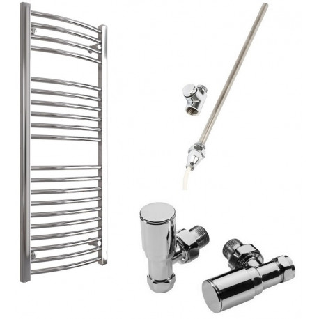 DBS Chrome Dual Fuel Curved Towel Rail 1200mm x 500mm