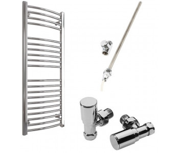 DBS Chrome Dual Fuel Curved Towel Rail 1200mm x 500mm