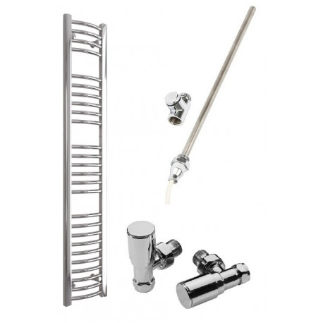 DBS Chrome Dual Fuel Curved Towel Rail 1600mm x 300mm