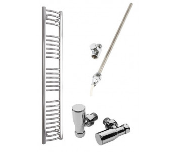 DBS Chrome Dual Fuel Curved Towel Rail 1600mm x 300mm