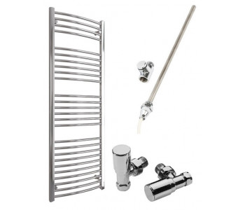 DBS Chrome Dual Fuel Curved Towel Rail 1600mm x 600mm