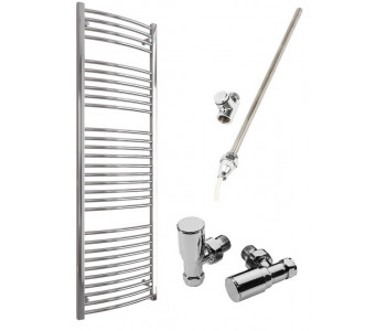 DBS Chrome Dual Fuel Curved Towel Rail 1800mm x 600mm