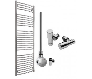 DBS Chrome Dual Fuel Curved Towel Rail 1800mm x 600mm Thermostatic