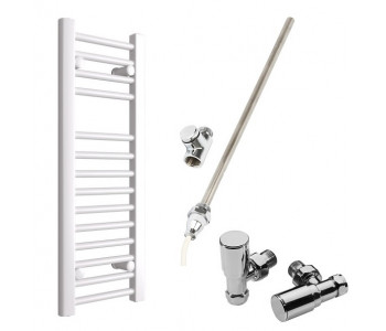 DBS White Dual Fuel Straight Towel Rail 800mm x 300mm