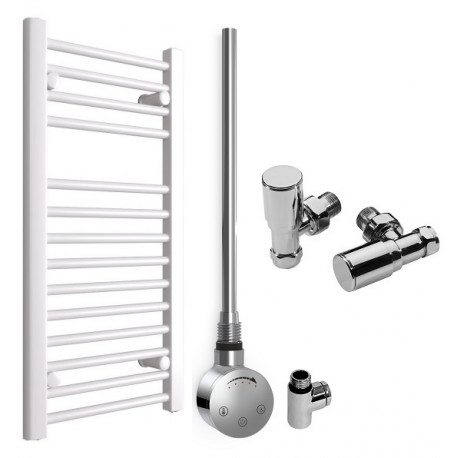 DBS White Dual Fuel Straight Towel Rail 800mm x 400mm Thermostatic