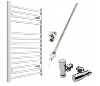 DBS White Dual Fuel Straight Towel Rail 800mm x 500mm