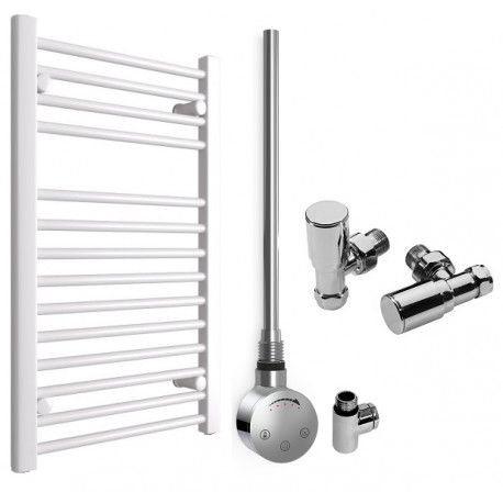 DBS White Dual Fuel Straight Towel Rail 800mm x 500mm Thermostatic