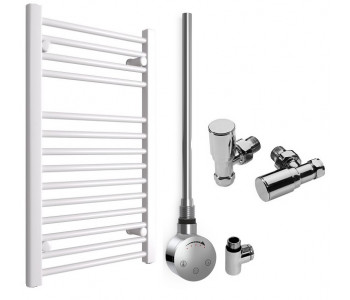 DBS White Dual Fuel Straight Towel Rail 800mm x 500mm Thermostatic