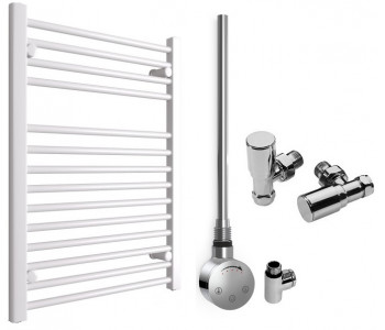 DBS White Dual Fuel Straight Towel Rail 800mm x 600mm Thermostatic