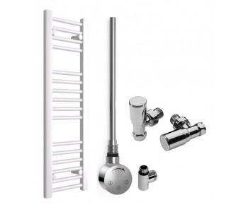 DBS White Dual Fuel Straight Towel Rail 1000mm x 300mm Thermostatic