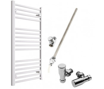 DBS White Dual Fuel Straight Towel Rail 1000mm x 500mm