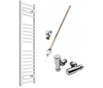 DBS White Dual Fuel Straight Towel Rail 1200mm x 300mm